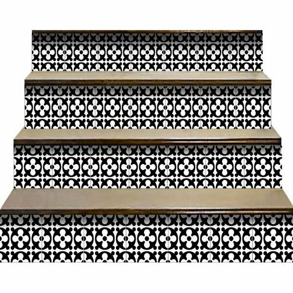 8 x 8 in. Black & White Medeci Peel & Stick Removable Tiles, Homeroots, Mfr#: 399979